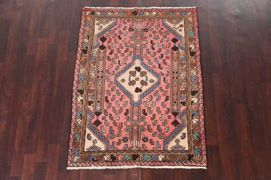 Vintage Pink Wool Hamedan Persian Rug 3x5