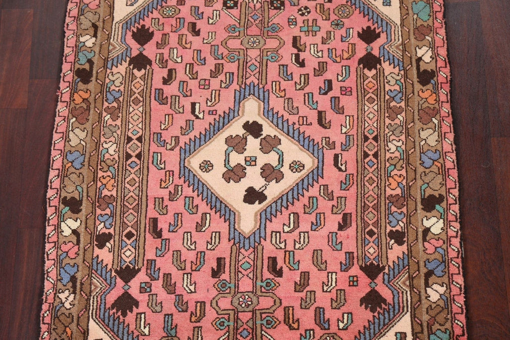 Vintage Pink Wool Hamedan Persian Rug 3x5