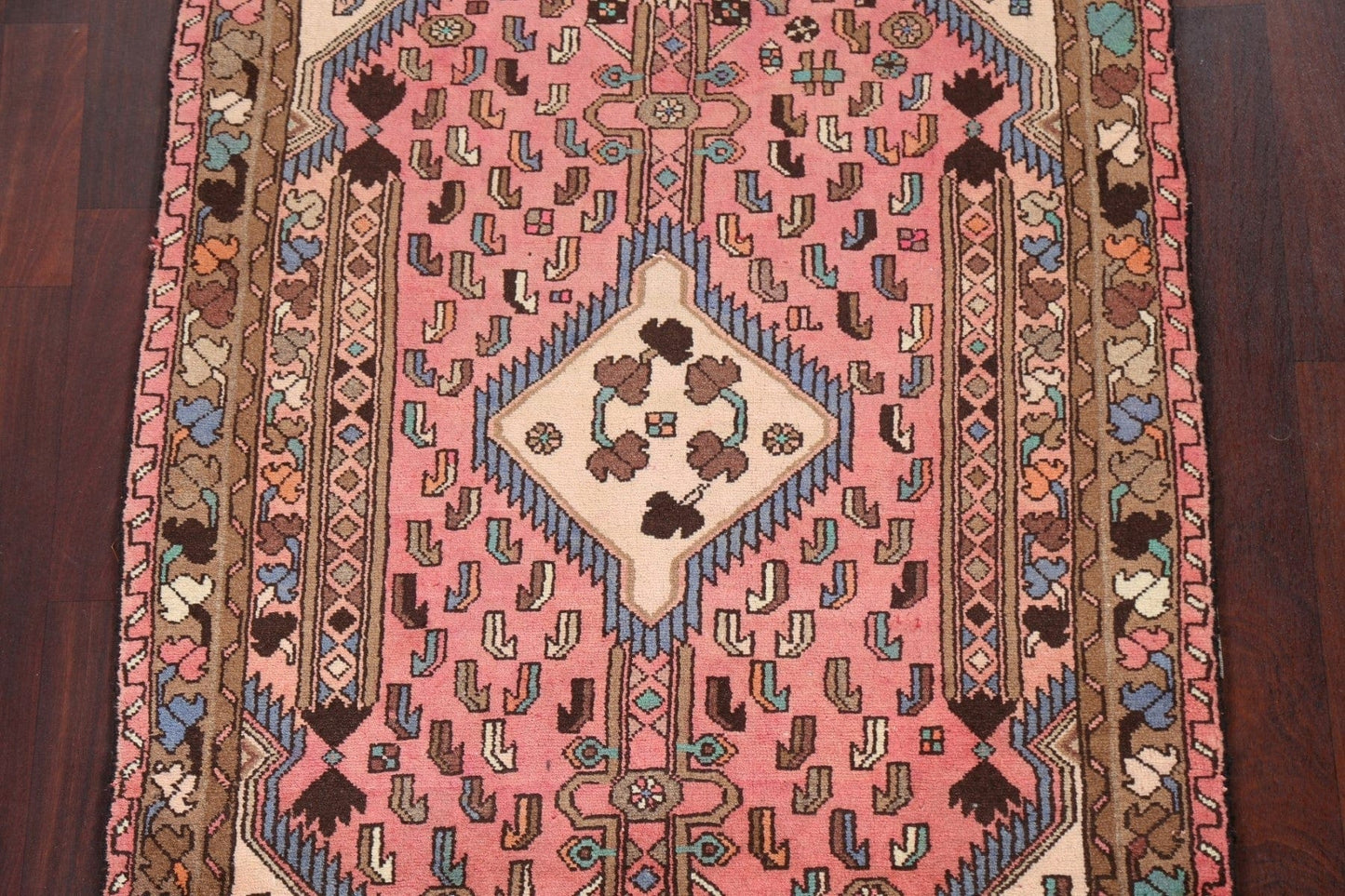 Vintage Pink Wool Hamedan Persian Rug 3x5