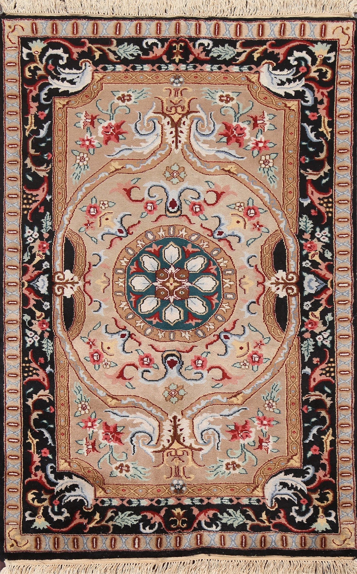 Handmade Wool Aubusson Oriental Area Rug 4x6