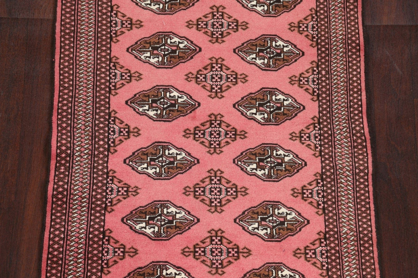 Pink Geometric Bokhara Oriental Handmade Rug 3x5