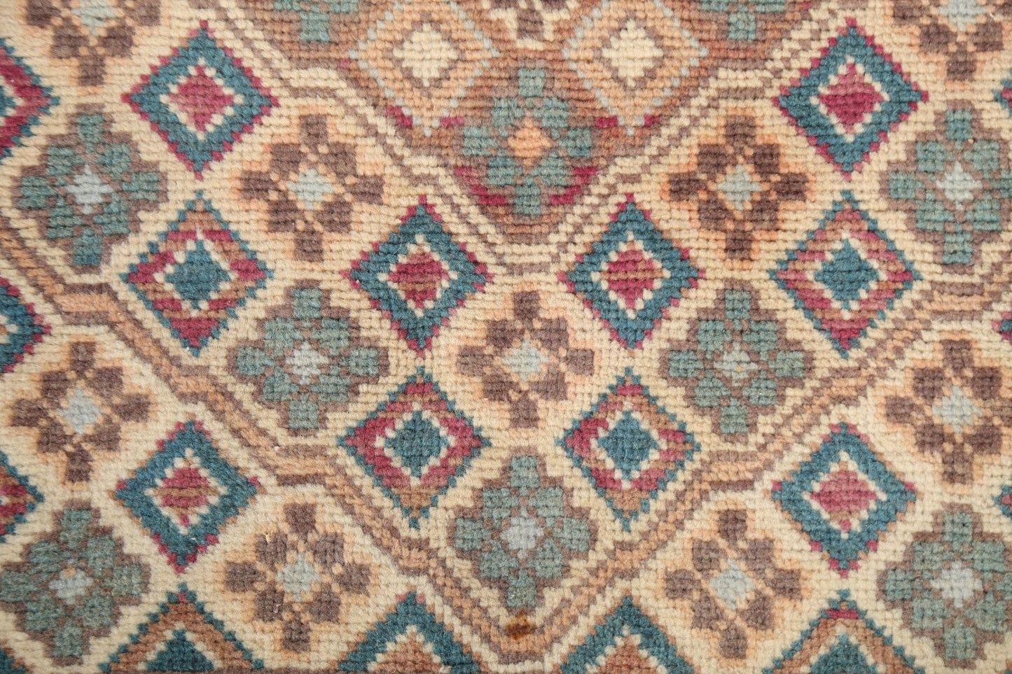 Geometric Wool Hamedan Vintage Persian Rug 3x5