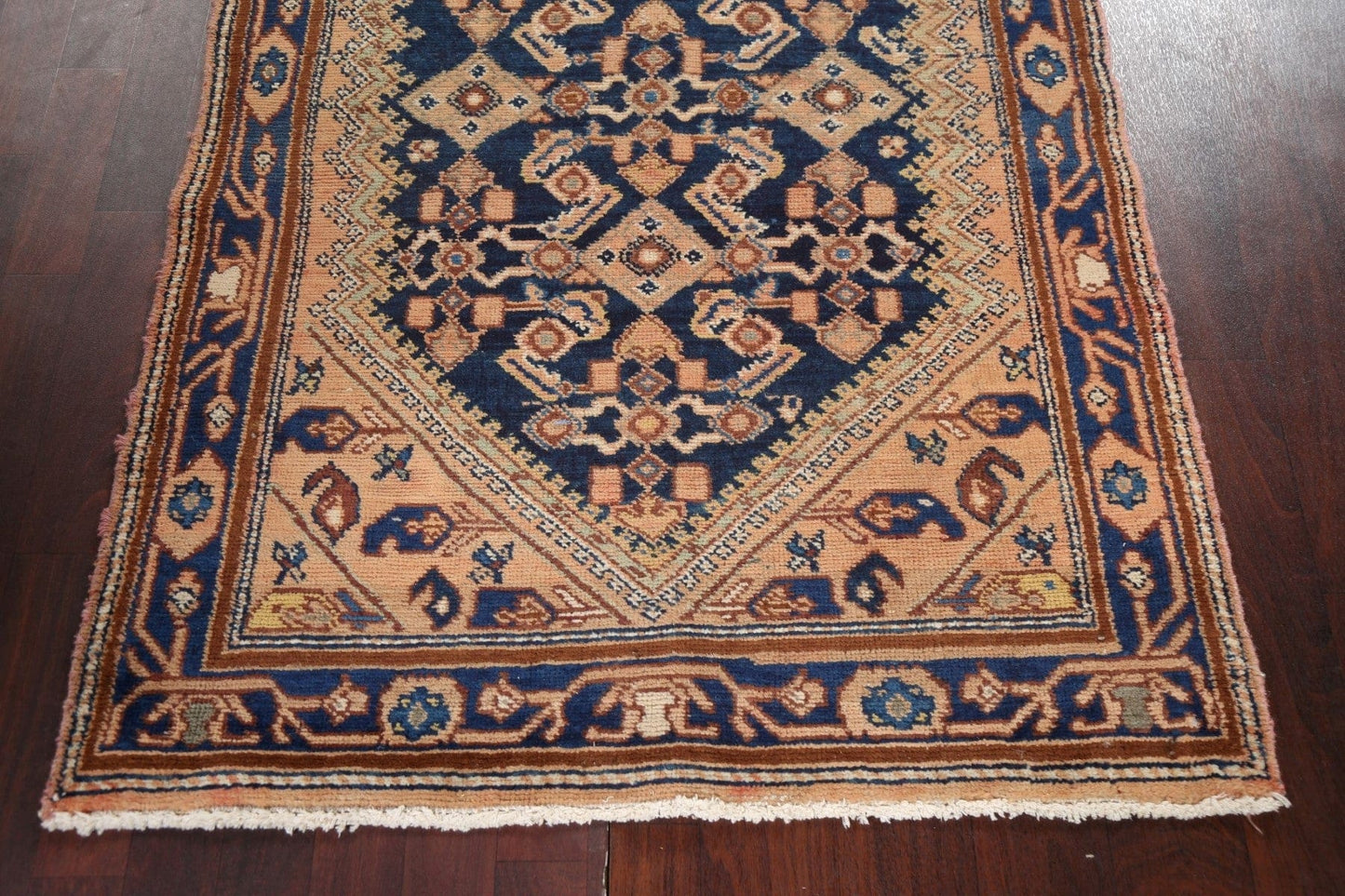 Vegetable Dye Navy Blue Hamedan Persian Area Rug 4x5