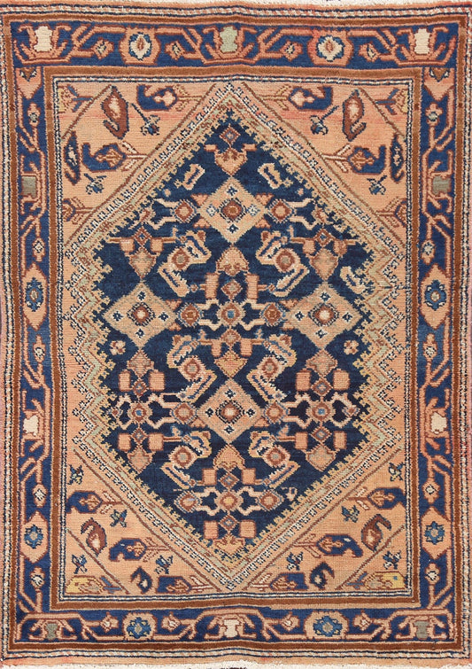 Vegetable Dye Navy Blue Hamedan Persian Area Rug 4x5