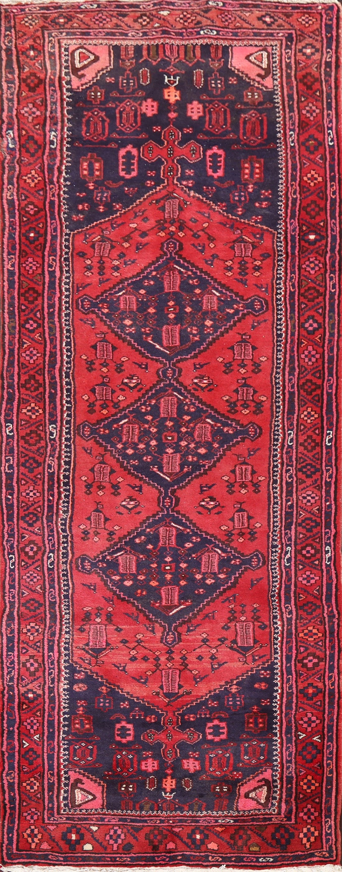 Vintage Hamedan Persian Runner Rug 4x10