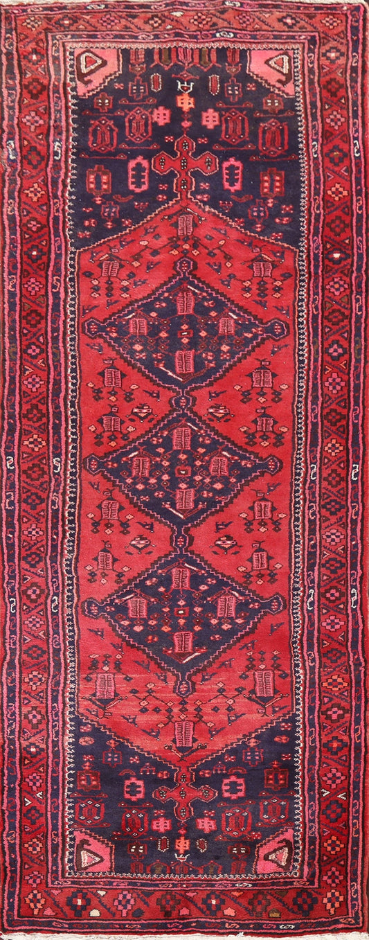 Vintage Hamedan Persian Runner Rug 4x10