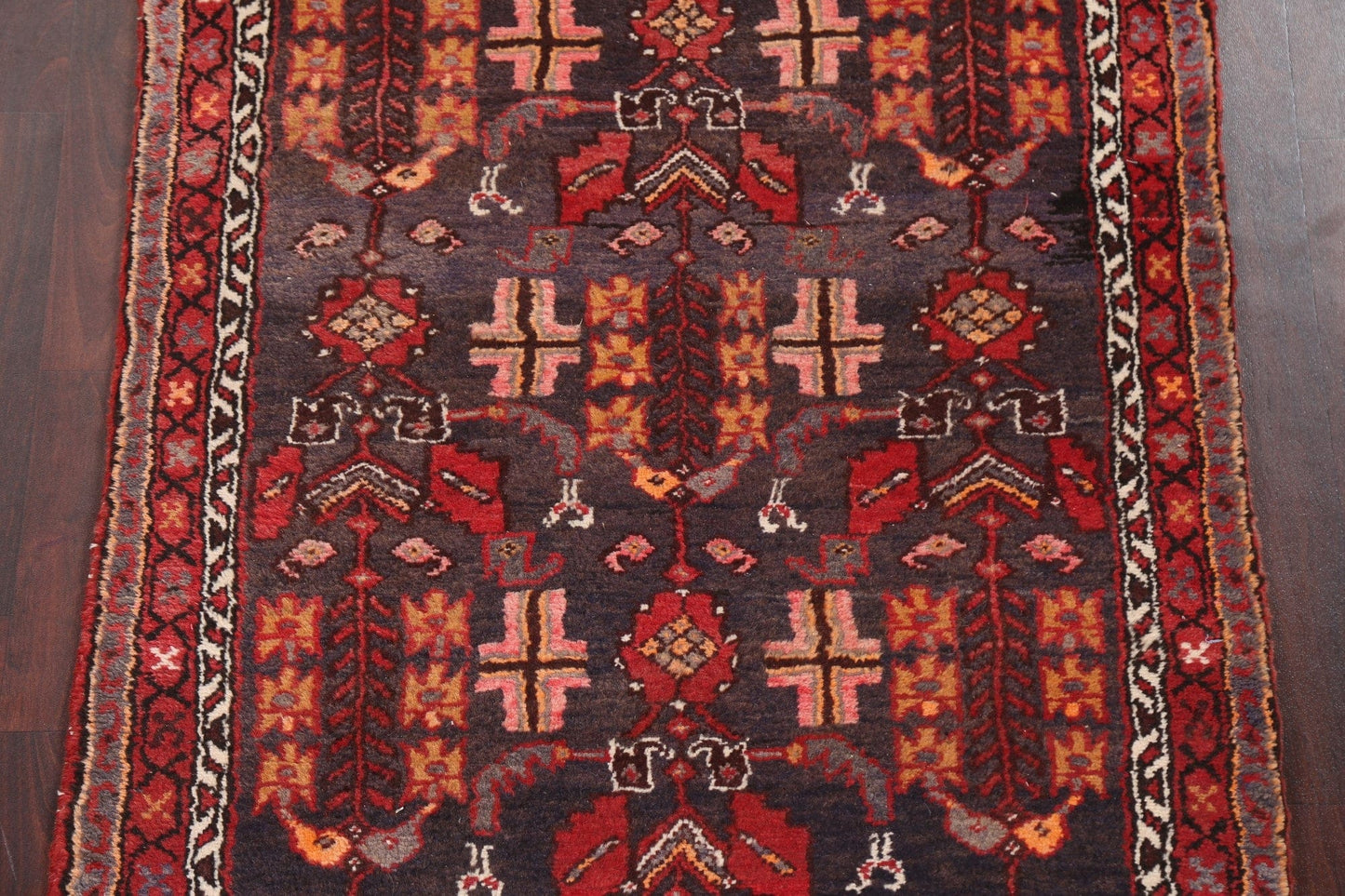 Vintage Hamedan Persian Runner Rug 4x10