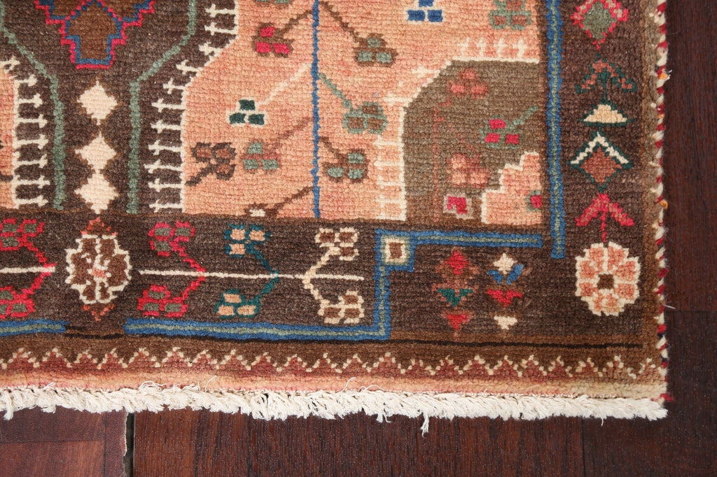 Brown Wool Hamedan Persian Vintage Rug 3x5