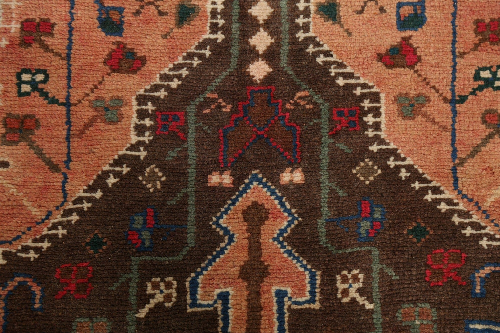 Brown Wool Hamedan Persian Vintage Rug 3x5