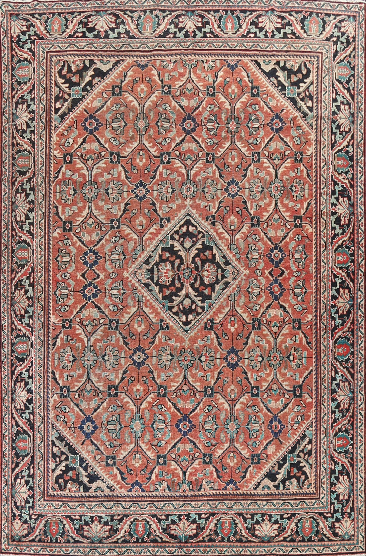 Antique Vegetable Dye Mahal Persian Area Rug 10x13