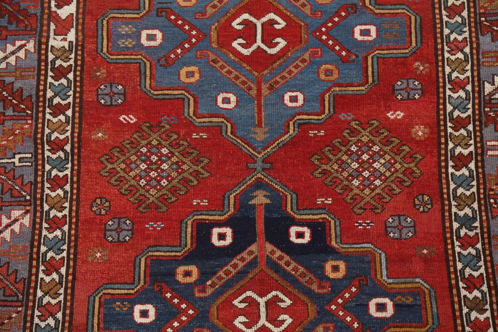 Pre-1900 Antique Vegetable Dye Kazak Oriental Rug 5x7