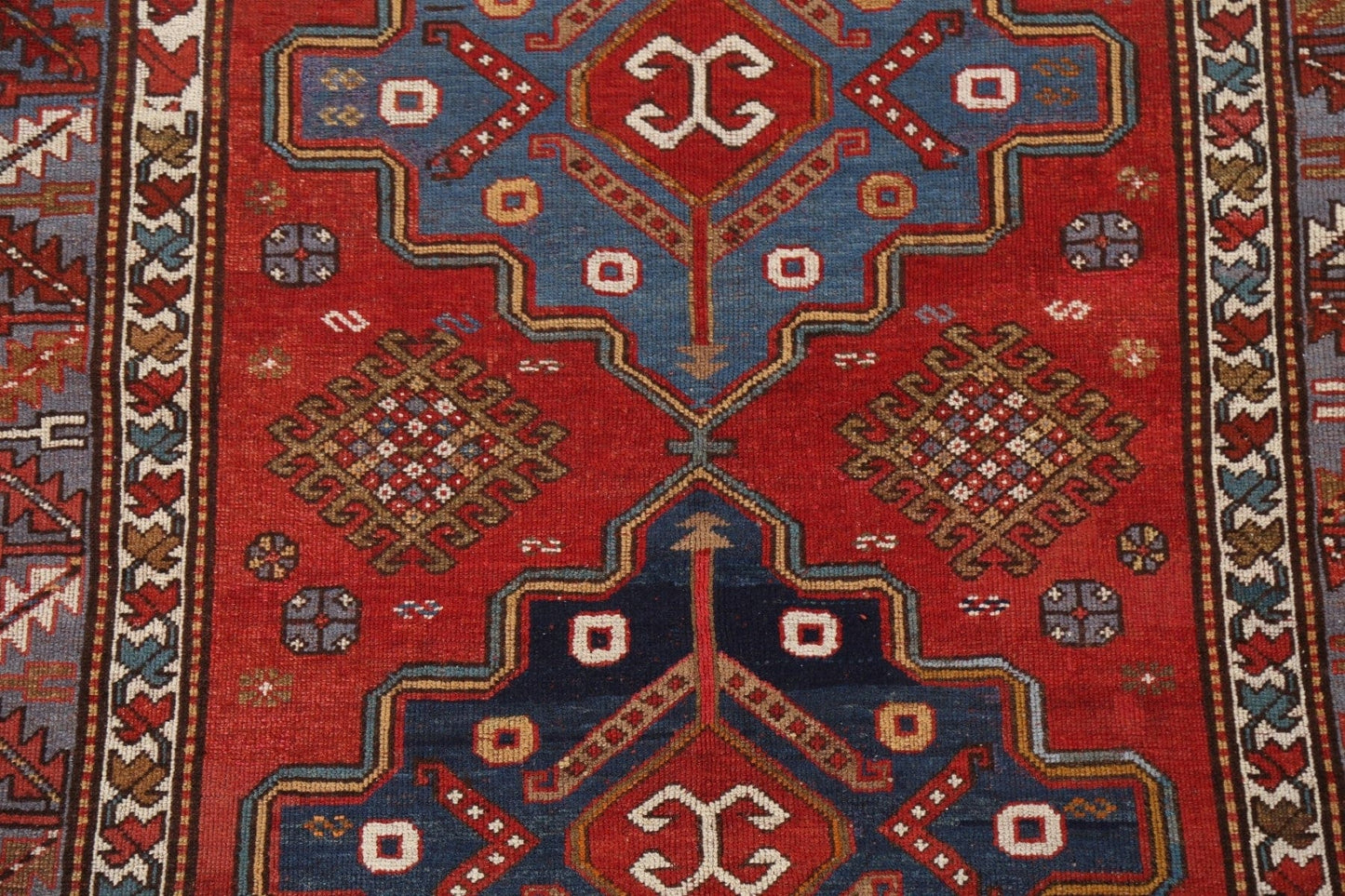 Pre-1900 Antique Vegetable Dye Kazak Oriental Rug 5x7