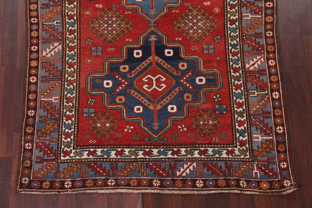 Pre-1900 Antique Vegetable Dye Kazak Oriental Rug 5x7