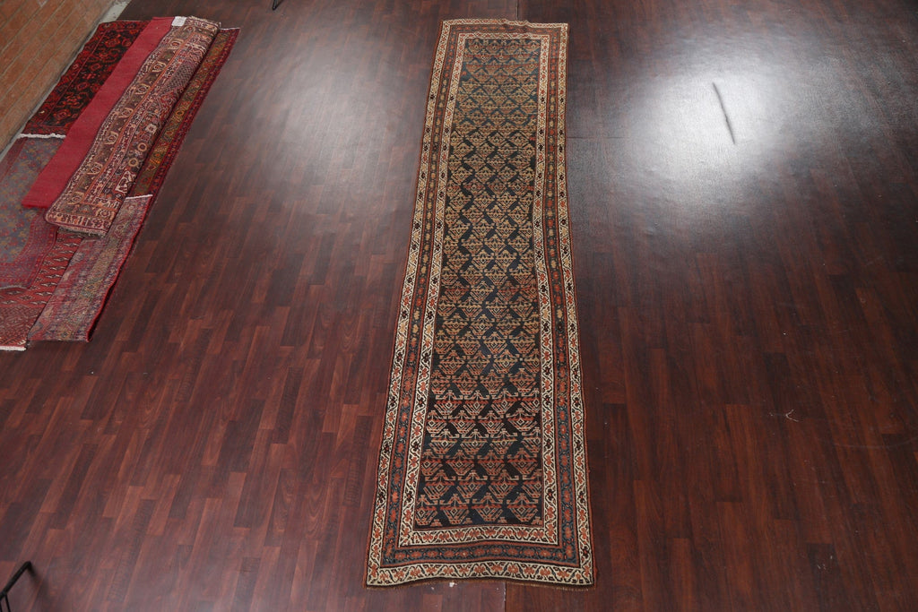 Pre-1900 Antique Vegetable Dye Karabakh Oriental Runner Rug 3x15