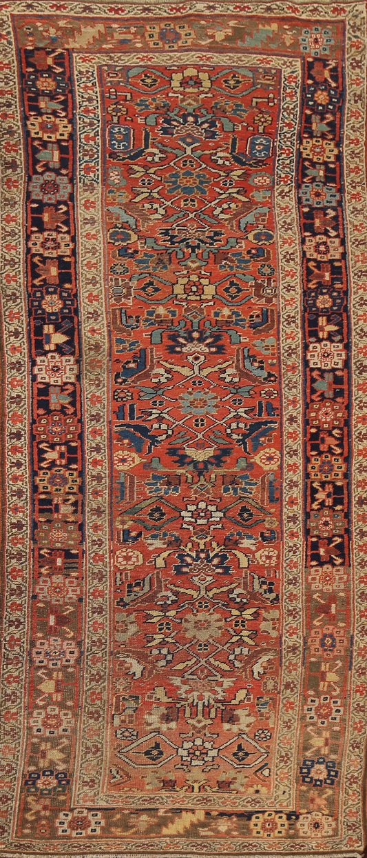 Pre-1900 Antique Vegetable Dye Heriz Bakhshayesh Runner Rug 4x11