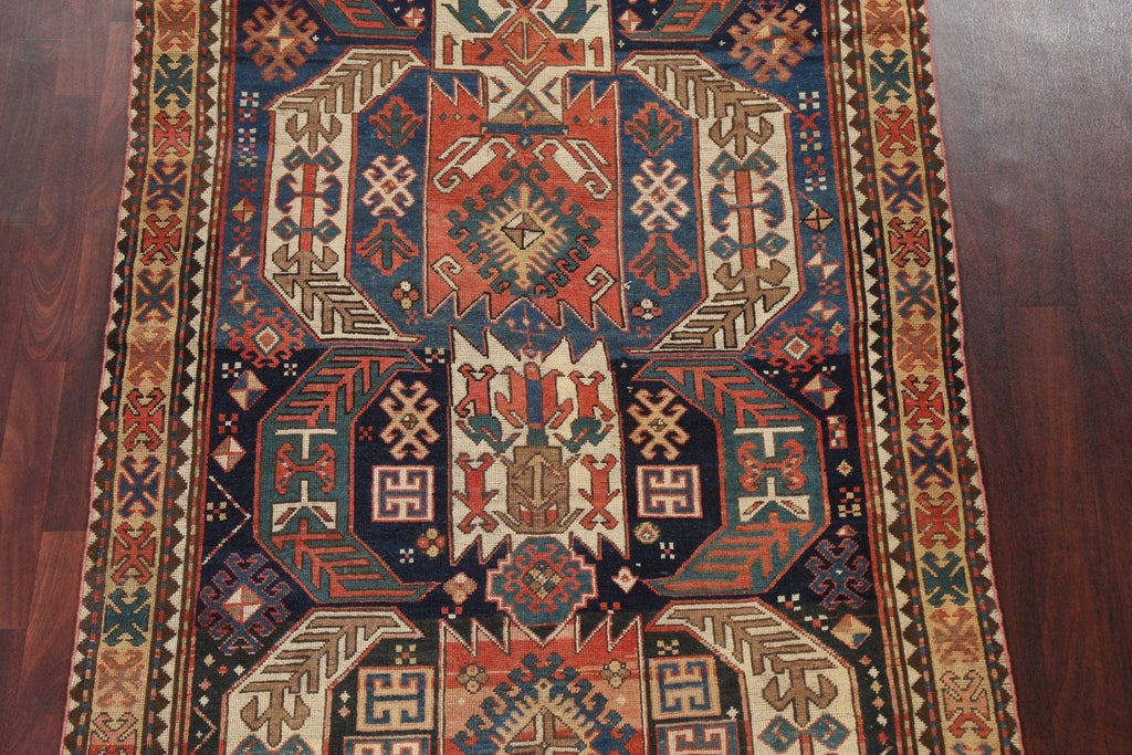 Pre-1900 Antique Vegetable Dye Caucasian Oriental Rug 5x7