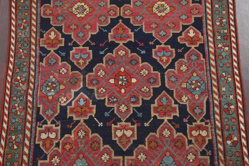 Pre-1900 Antique Karabakh Oriental Runner Rug 4x10