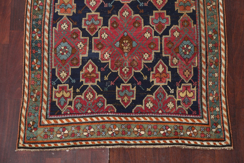 Pre-1900 Antique Karabakh Oriental Runner Rug 4x10