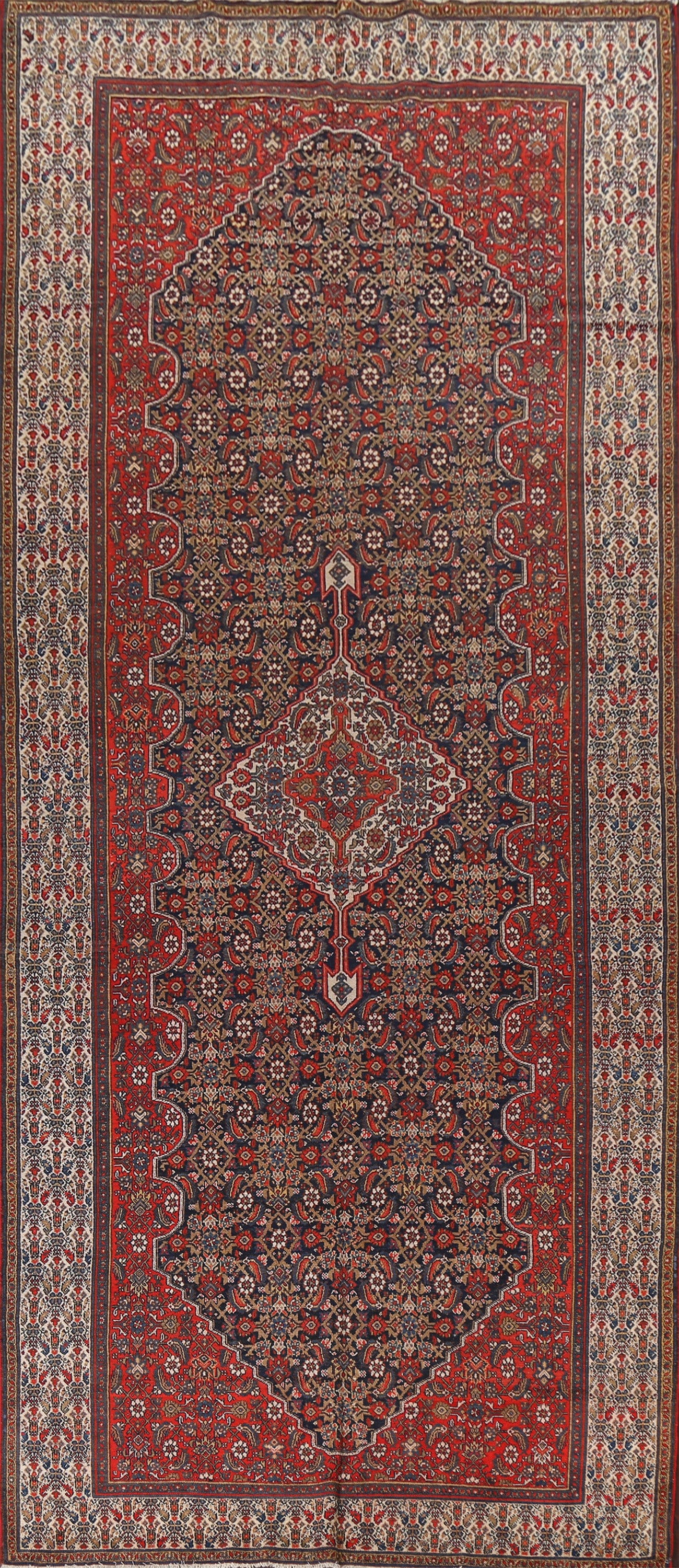 Pre-1900 Antique Vegetable Dye Malayer Persian Runner Rug 7x17