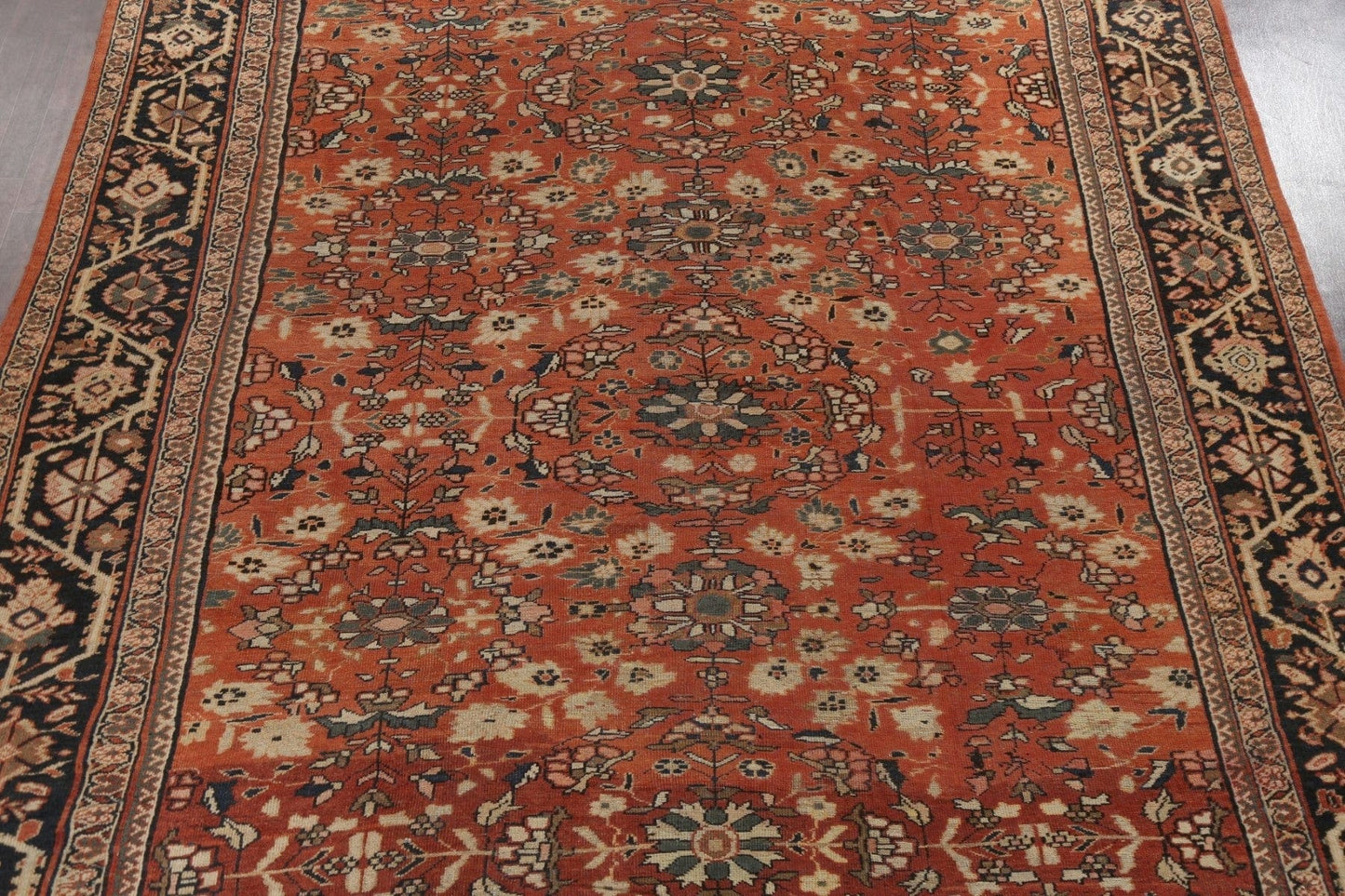 Pre-1900 Antique Vegetable Dye Mahal Persian Rug 10x13