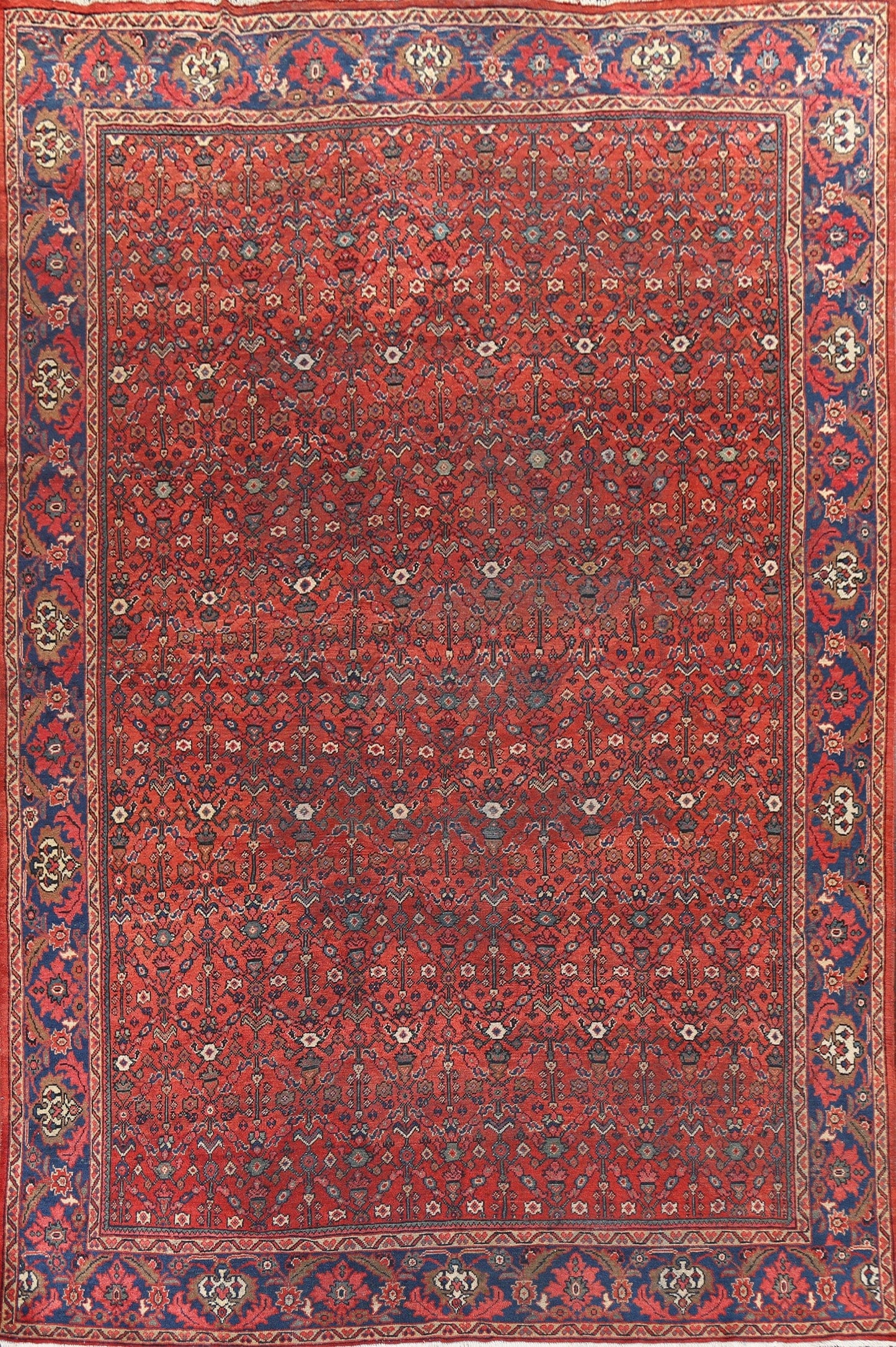 Pre-1900 Antique Vegetable Dye Mahal Ziegler Persian Rug 9x12