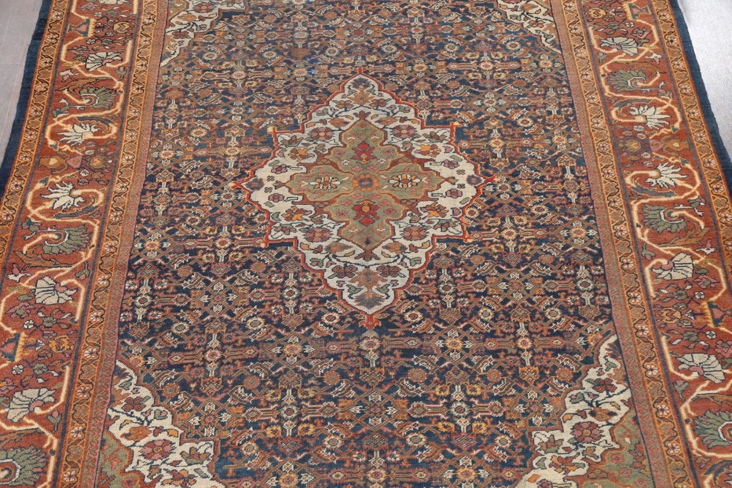 Pre-1900 Antique Vegetable Dye Mahal Persian Rug 9x12