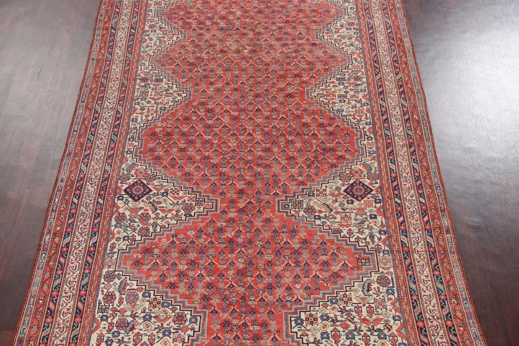 Pre-1900 Antique Vegetable Dye Malayer Persian Runner Rug 7x17