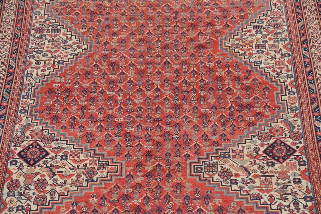 Pre-1900 Antique Vegetable Dye Malayer Persian Runner Rug 7x17