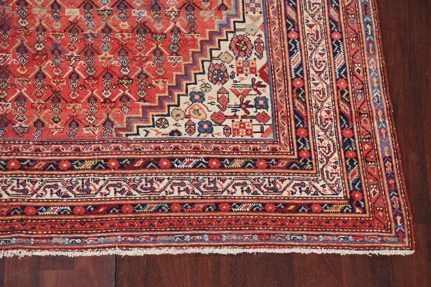 Pre-1900 Antique Vegetable Dye Malayer Persian Runner Rug 7x17