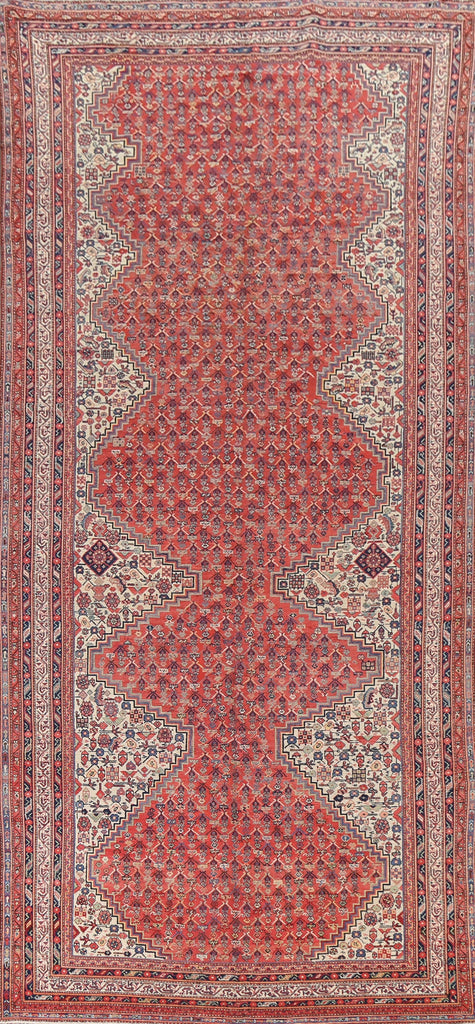 Pre-1900 Antique Vegetable Dye Malayer Persian Runner Rug 7x17