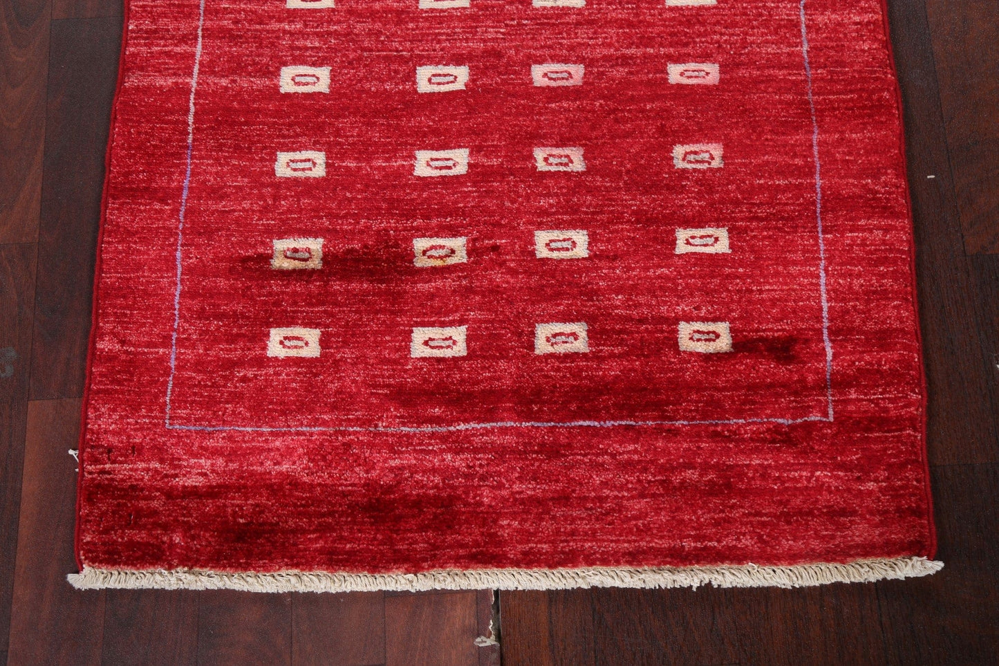 Red Geometric Gabbeh Kashkoli Oriental Runner Rug 3x9