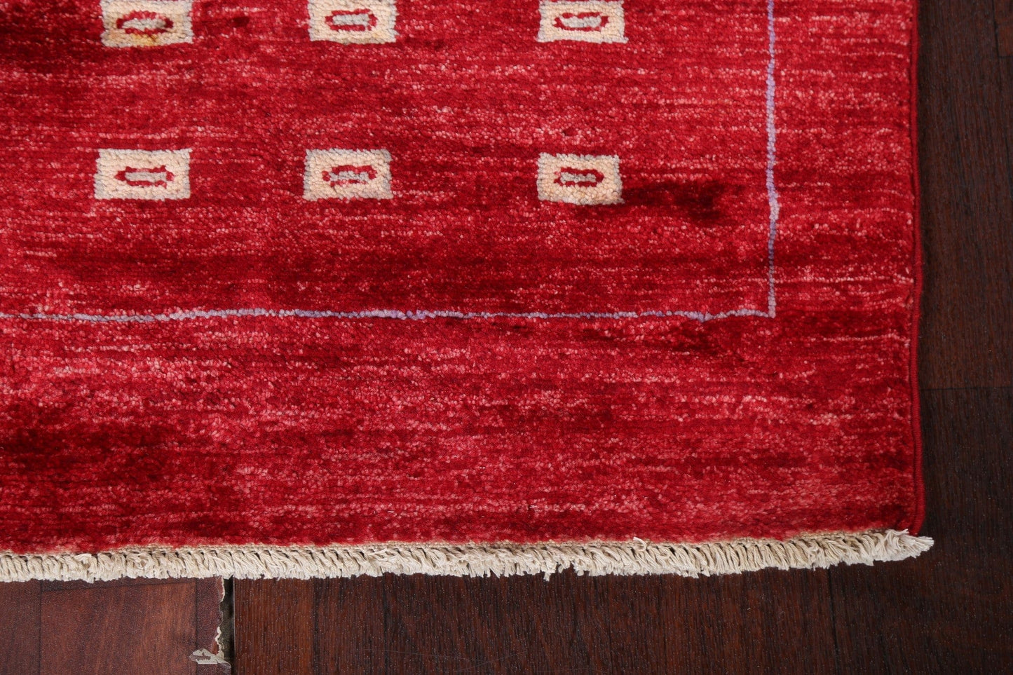 Red Geometric Gabbeh Kashkoli Oriental Runner Rug 3x9