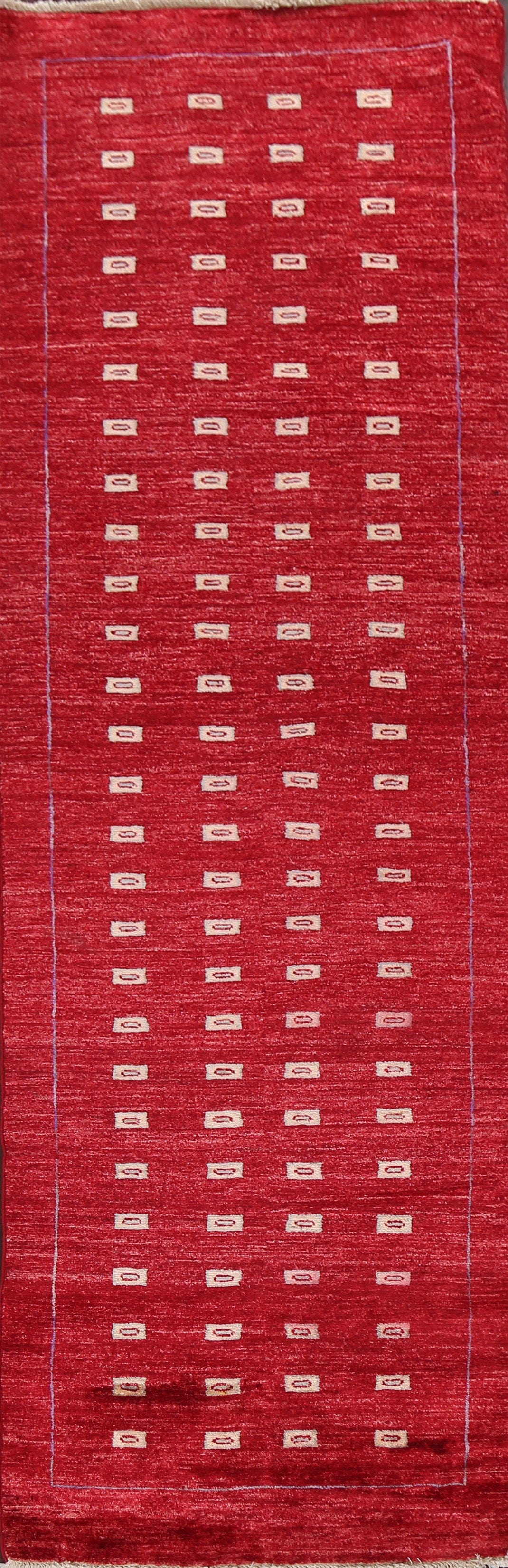 Red Geometric Gabbeh Kashkoli Oriental Runner Rug 3x9