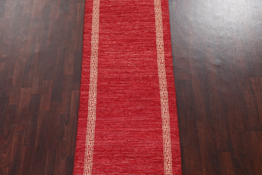 Red Wool Gabbeh Kashkoli Oriental Runner Rug 3x9