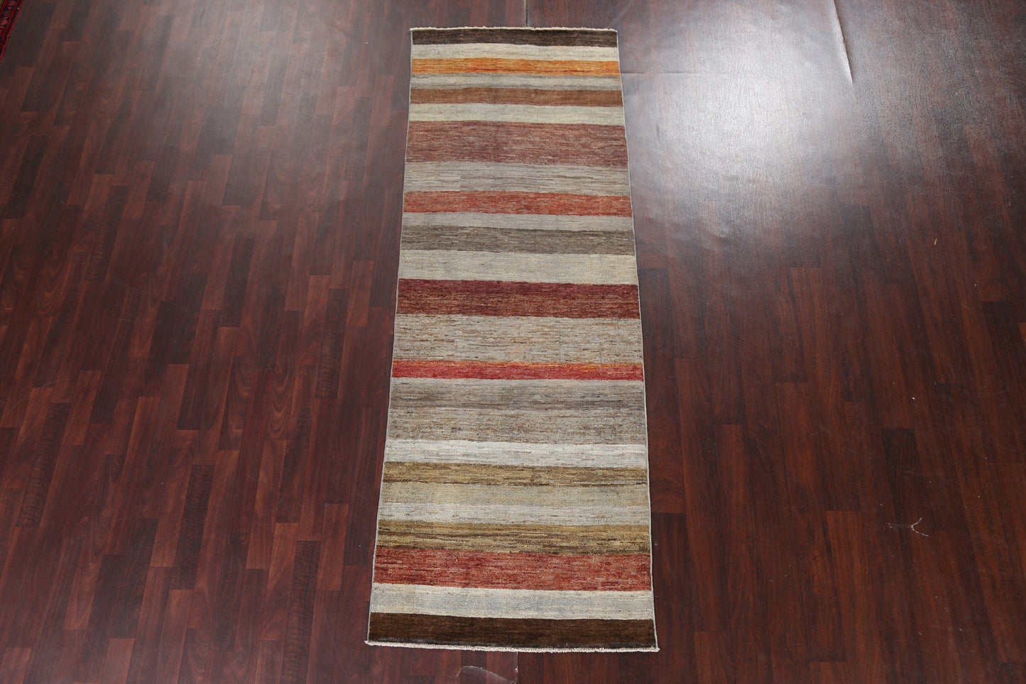 Striped Gabbeh Kashkoli Oriental Runner Rug 3x9