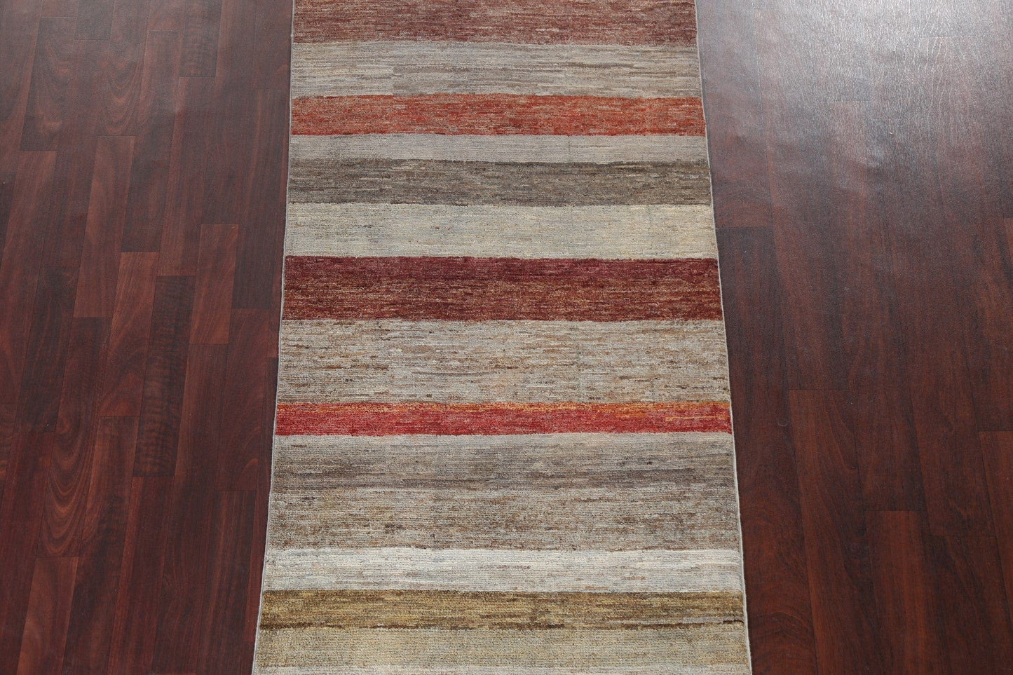 Striped Gabbeh Kashkoli Oriental Runner Rug 3x9