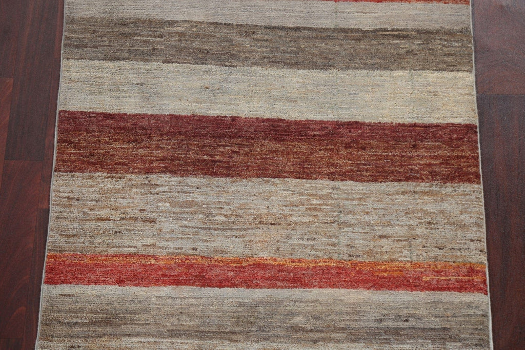 Striped Gabbeh Kashkoli Oriental Runner Rug 3x9