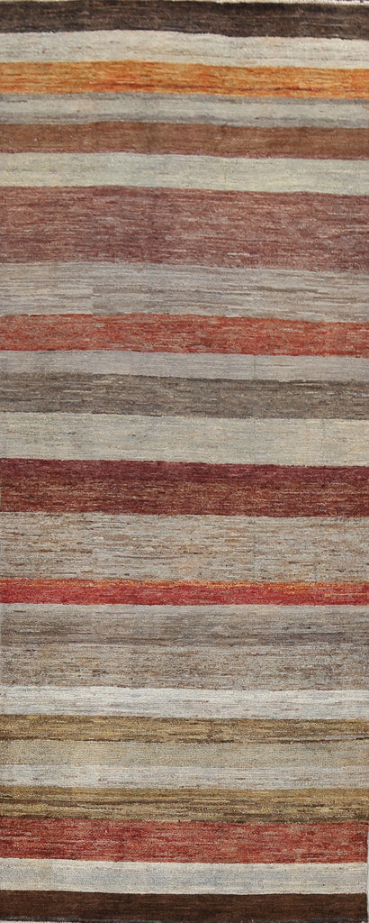 Striped Gabbeh Kashkoli Oriental Runner Rug 3x9