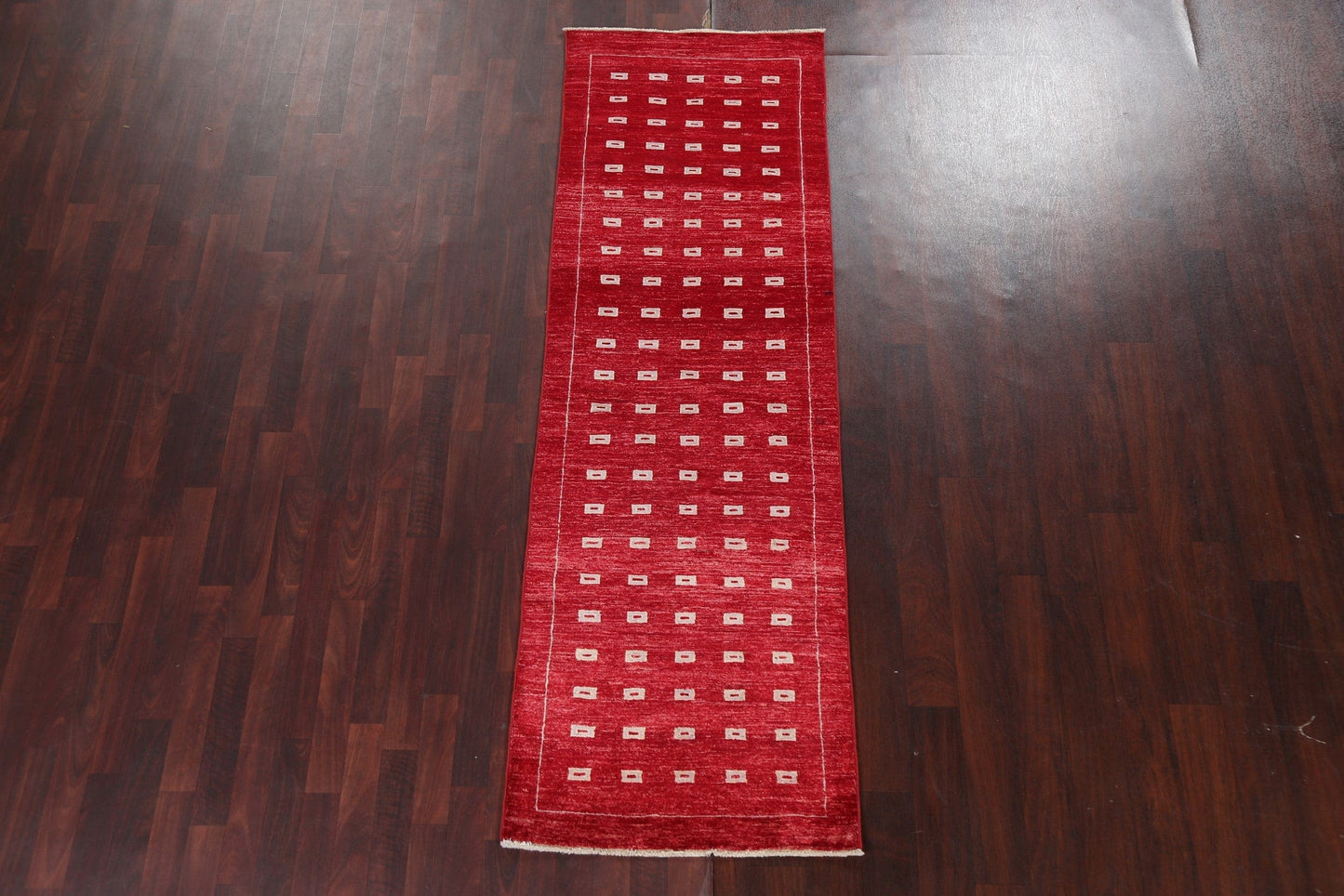 Red Wool Gabbeh Kashkoli Oriental Runner Rug 3x8