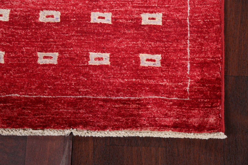 Red Wool Gabbeh Kashkoli Oriental Runner Rug 3x8