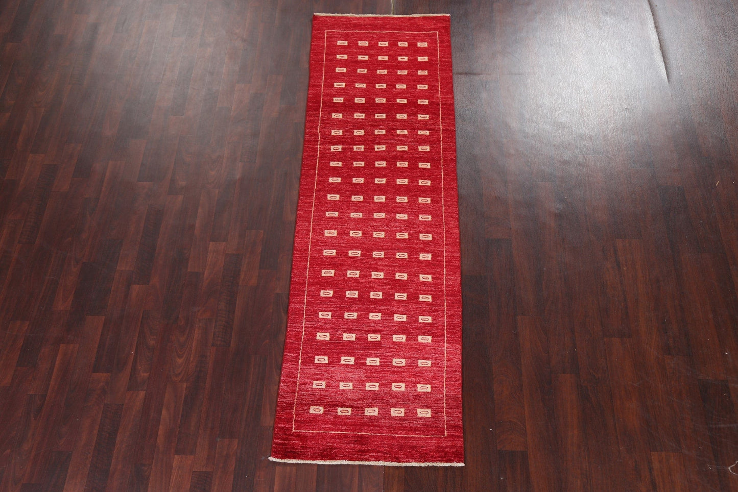 Red Wool Gabbeh Kashkoli Oriental Runner Rug 3x8