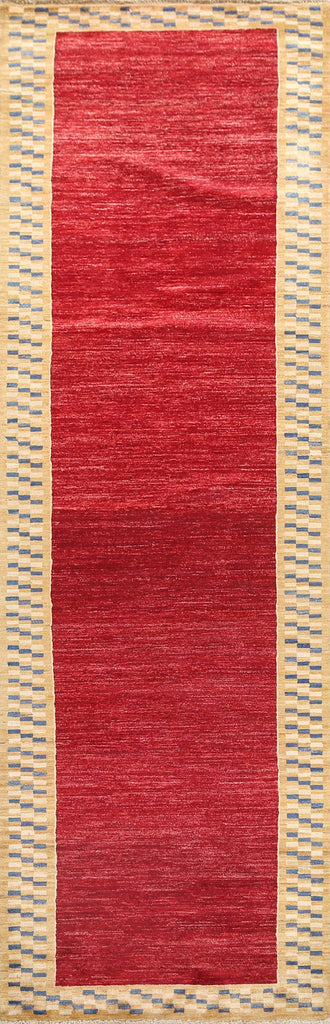 Red Gabbeh Kashkoli Oriental Runner Rug 3x10