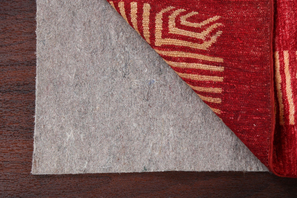 Red Wool Gabbeh Kashkoli Oriental Runner Rug 3x8