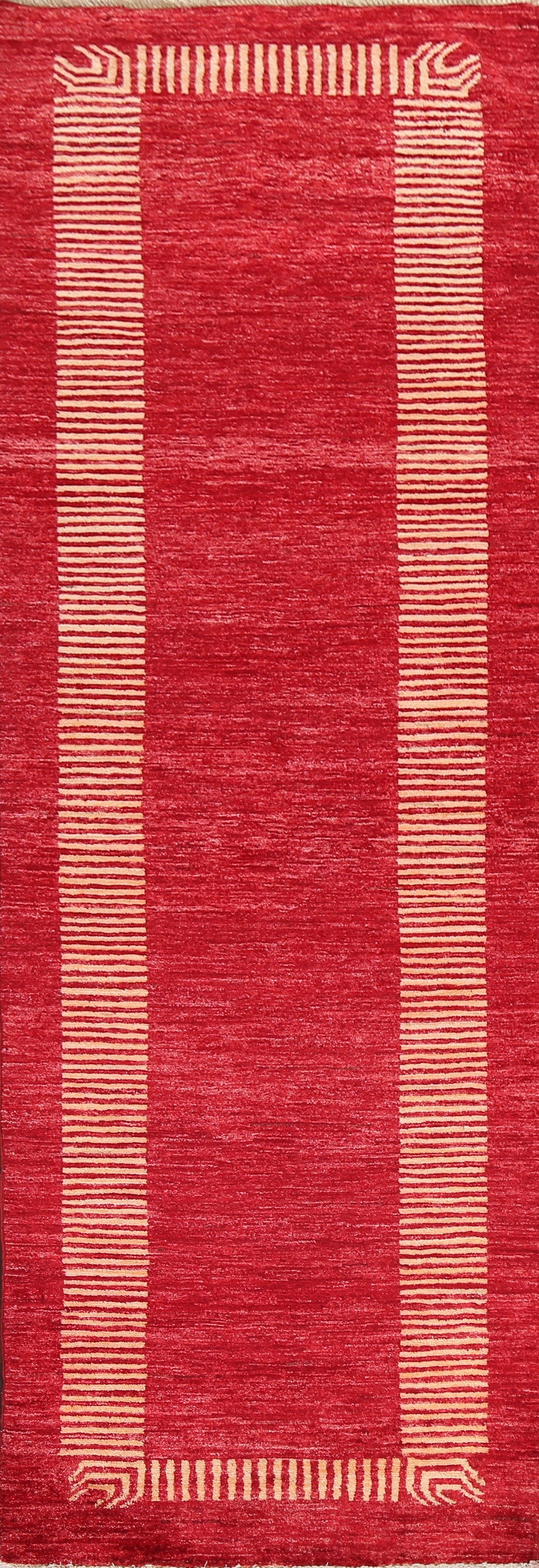 Red Wool Gabbeh Kashkoli Oriental Runner Rug 3x8