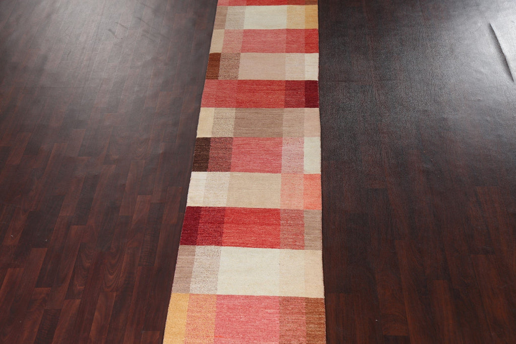 Modern Wool Gabbeh Kashkoli Oriental Runner Rug 3x21