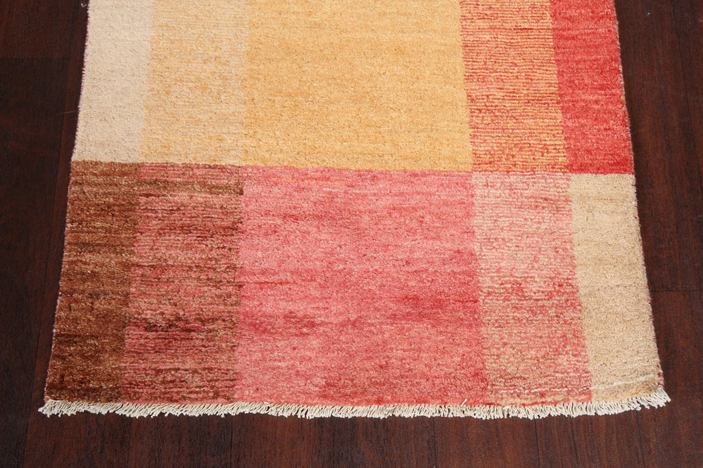 Modern Wool Gabbeh Kashkoli Oriental Runner Rug 3x21