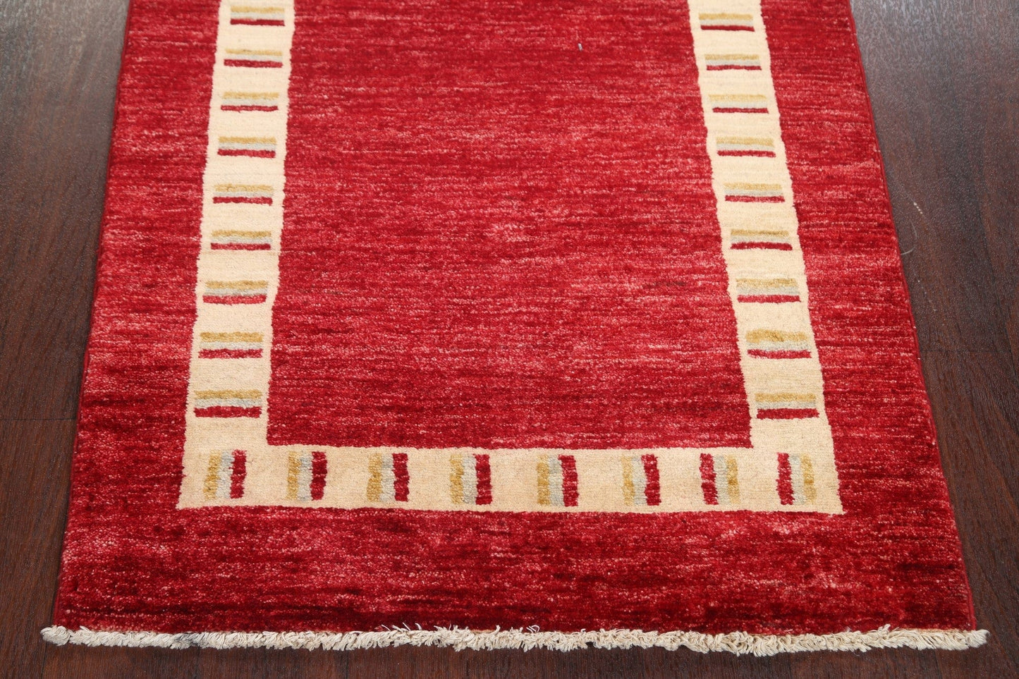 Red Gabbeh Kashkoli Oriental Runner Rug 3x8