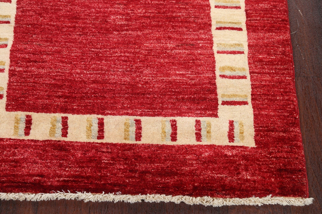 Red Gabbeh Kashkoli Oriental Runner Rug 3x8