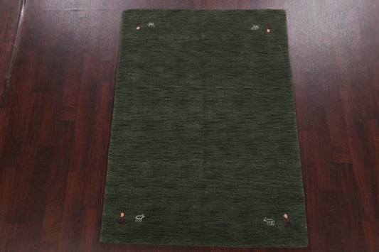 Tribal Green Gabbeh Oriental Area Rug 5x6