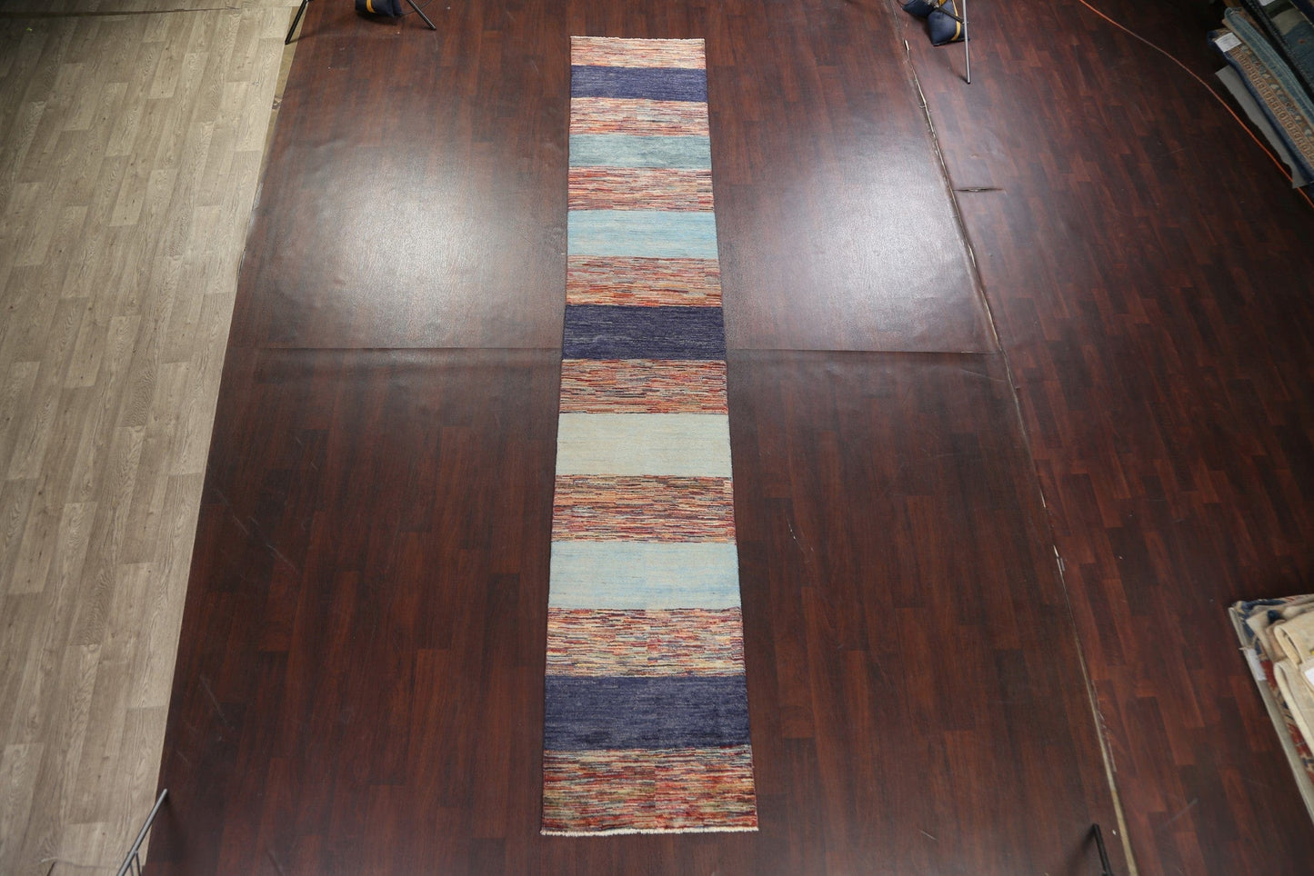 Striped Gabbeh Kashkoli Oriental Runner Rug 3x14